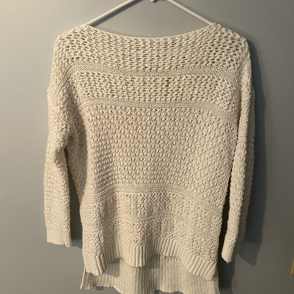LOFT Women's White Open Knit Sweater